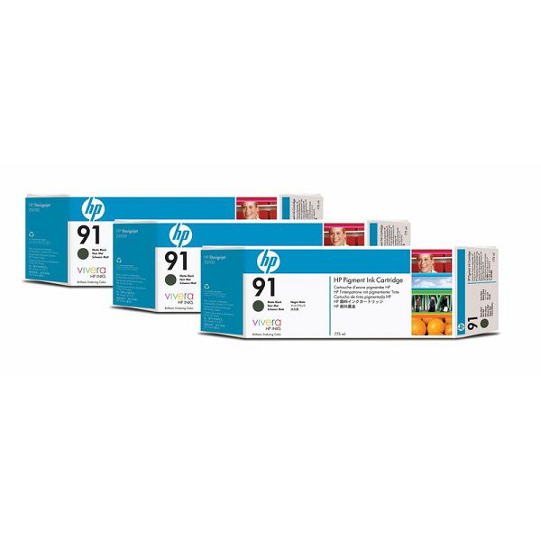 HP C9480A No.91 Matte Black Orginalna tinta 3-pack