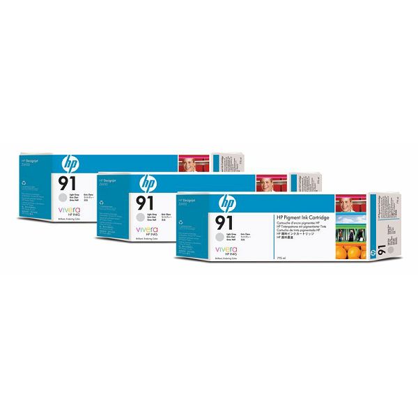 HP C9482A No.91 Light Grey Orginalna tinta 3-pack