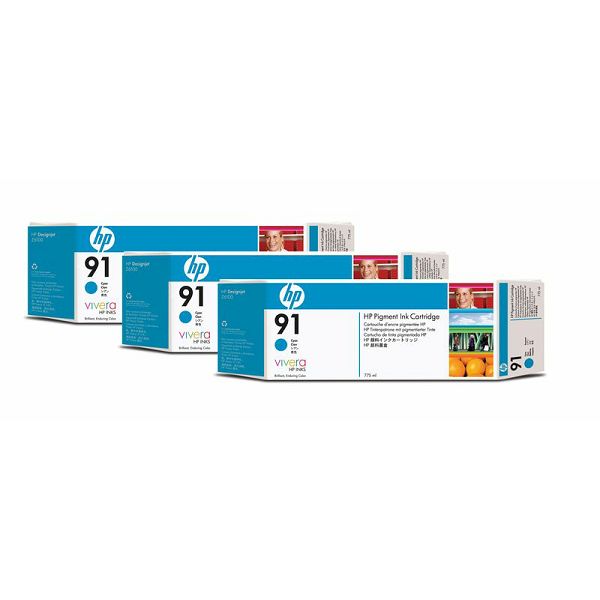 HP C9483A No.91 Cyan Orginalna tinta 3-pack