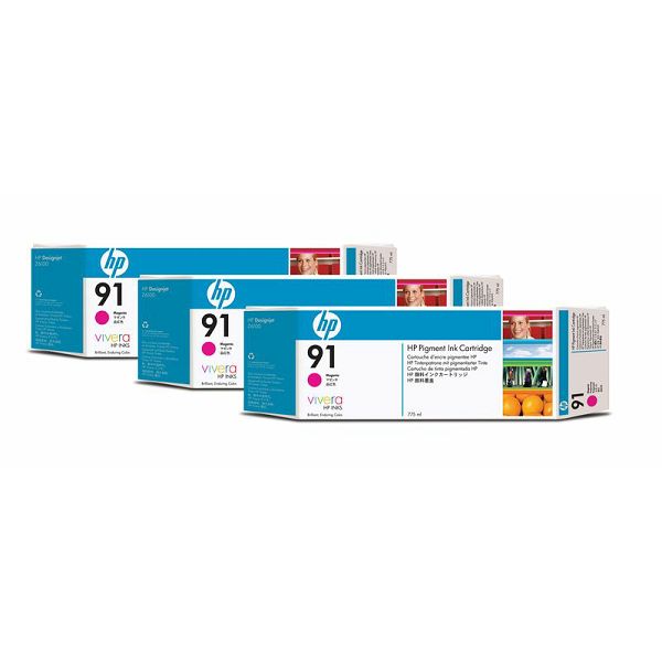 HP C9484A No.91 Magenta Orginalna tinta 3-pack