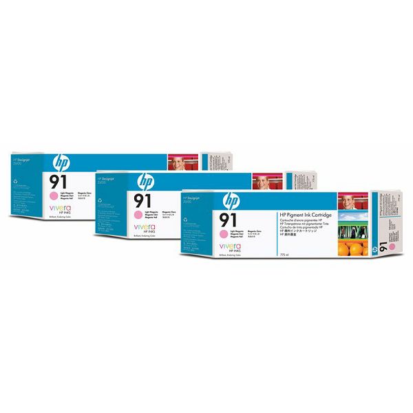 HP C9487A No.91 Light Magenta Orginalna tinta 3-pack